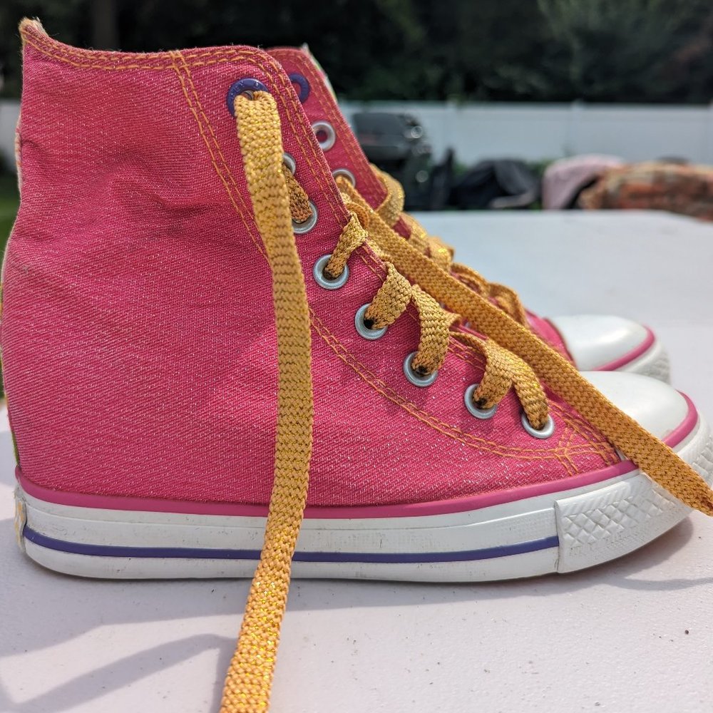 Skechers Daddy's Money Secret Wedge High Tops, Hot Pink, Size 6/6.5
